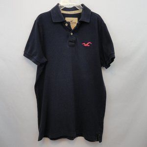 Hollister Navy Mens Polo Shirt Surfer Cut Size L